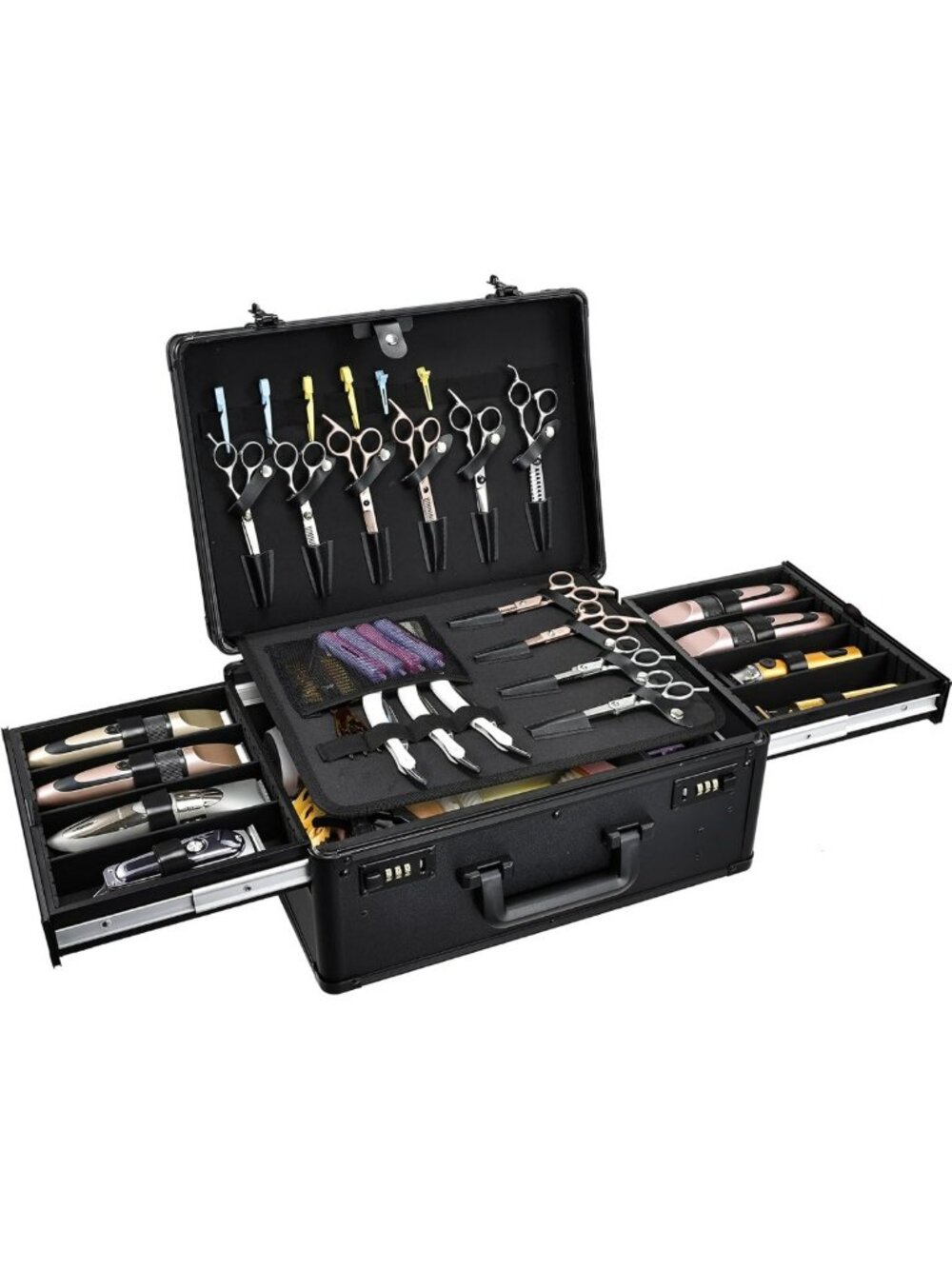 Professional Barber Tool Case with Sliding Tray, Hair Clippers Organizer